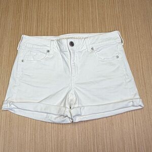 American Eagle Midi Denim Jean Shorts Womens 10 White Next Level Stretch